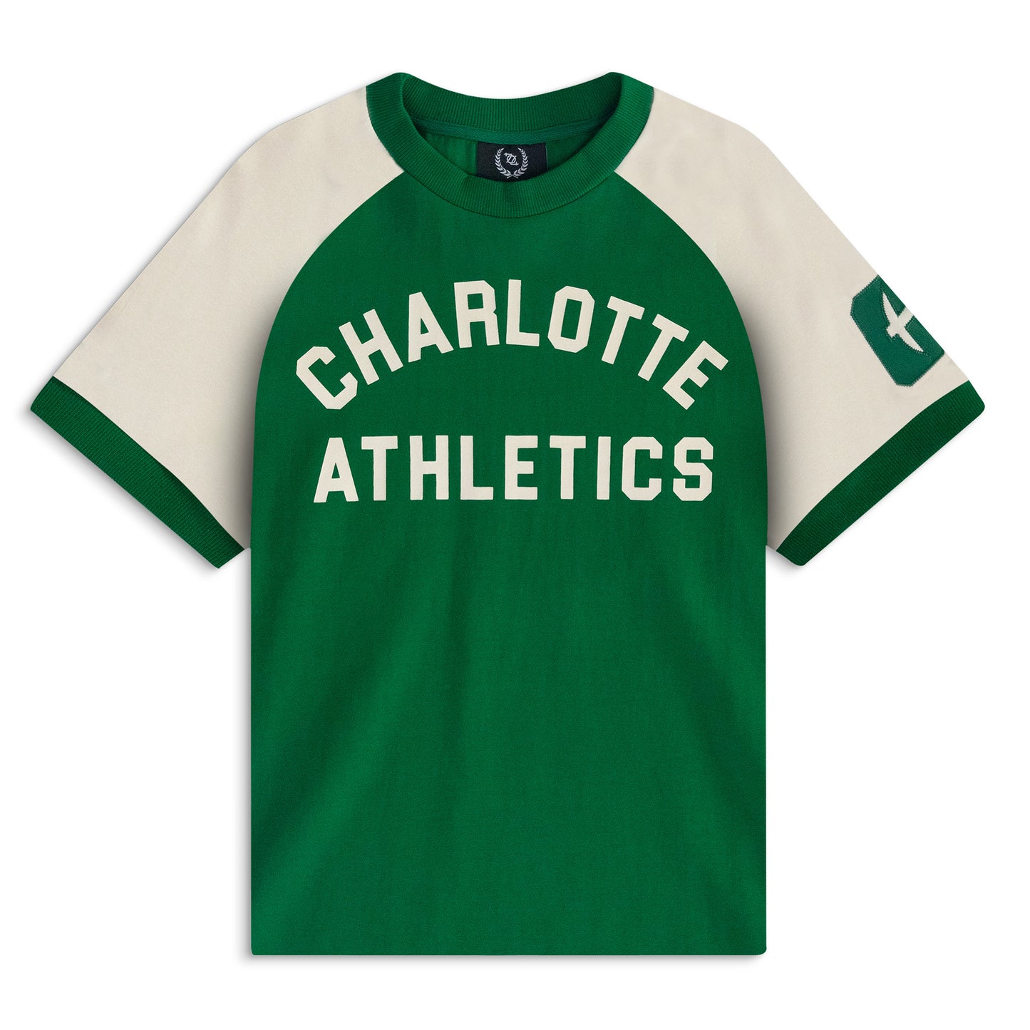 704 Shop x Charlotte 49ers Process™ Short Sleeve Raglan Sweatshirt - Green/Antique White (Unisex)