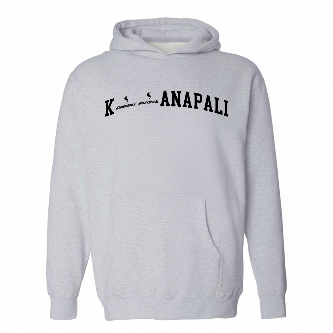 Heather-gray hoodie with the Kāʻanapali varsity arched lettering design on the chest.