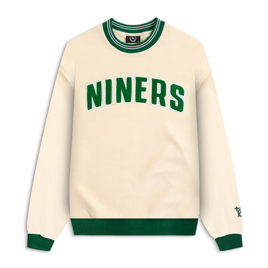 704 Shop x Charlotte 49ers Process™ Chenille Crew Neck Sweatshirt - Antique White/Green (Unisex)