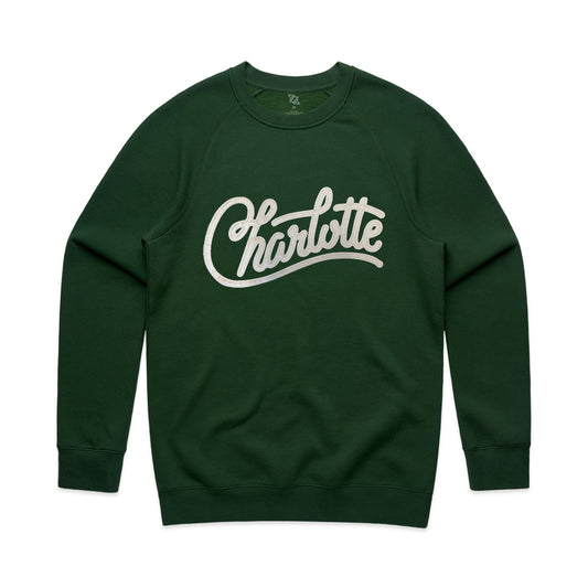 704 Shop Charlotte Script Applique Crew Neck Sweatshirt - Forest/Natural (Unisex)