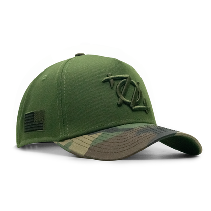 704 Shop x Veterans Bridge Home New Era Classic Logo 940 A-Frame Hat - Woodland Camo/Green