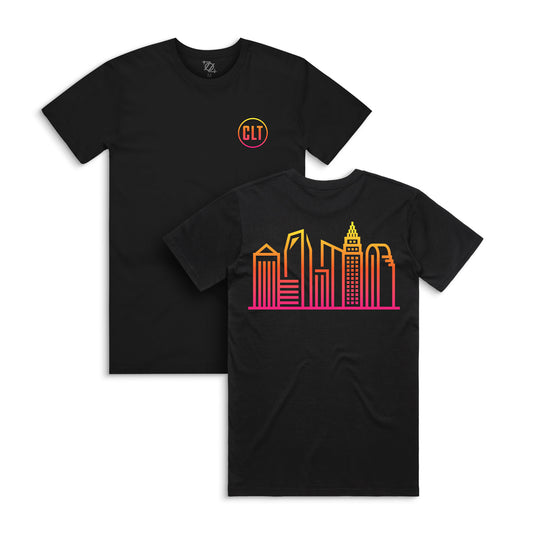 704 Shop CLT Gradient Skyline Tee - Black/Multi (Unisex)