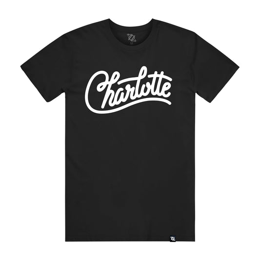 704 Shop Charlotte Script Tee - Black/White (Unisex)